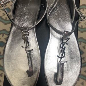 Silver barely worn authentic saint laurent sandals